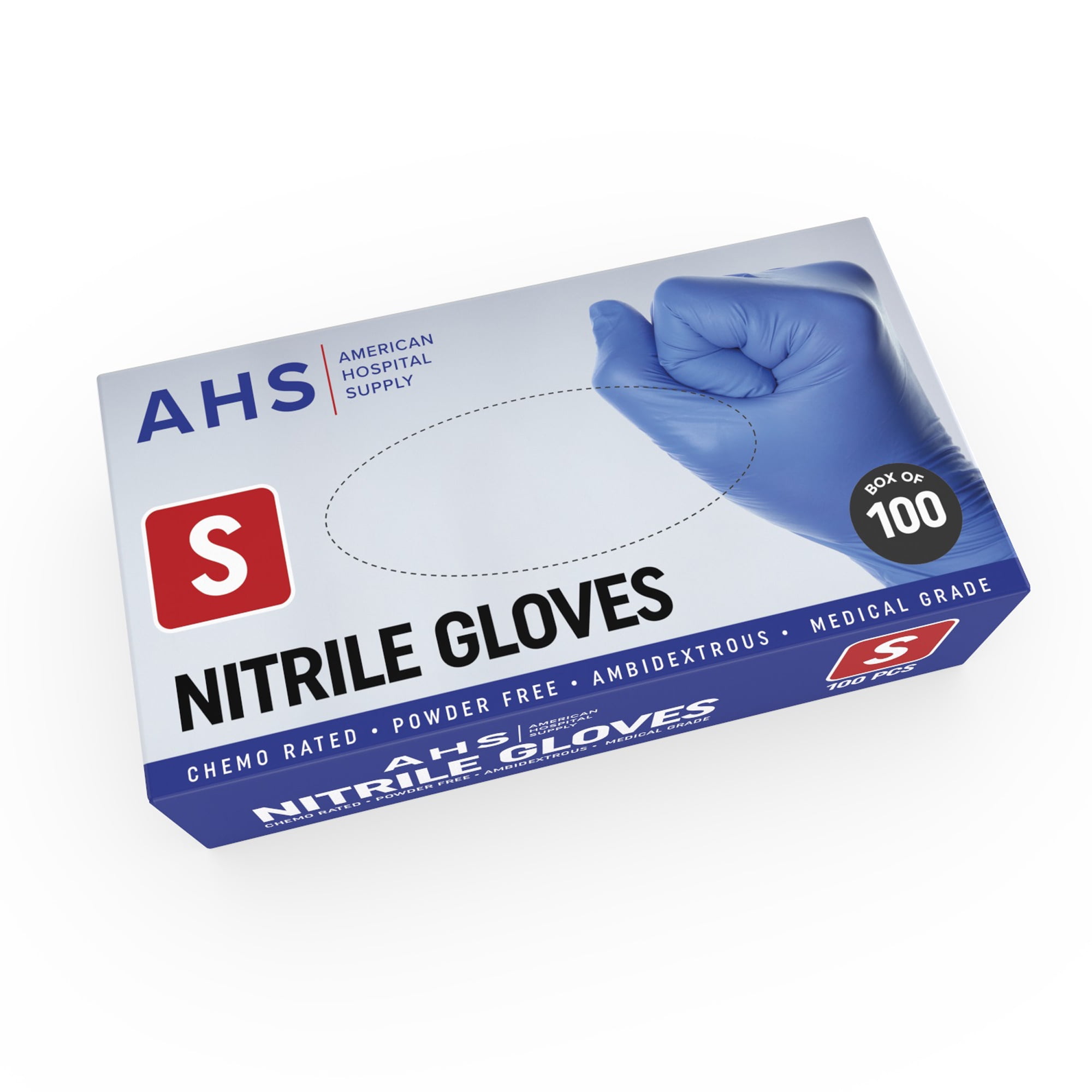 AHS Nitrile Gloves ChemoRated Small Box of 100