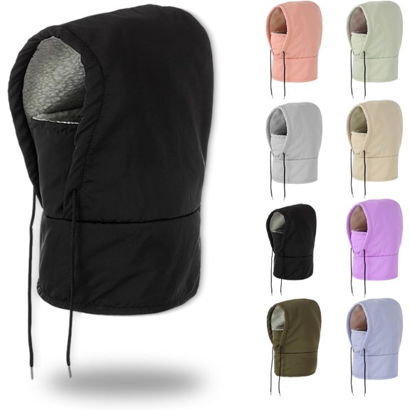 Agriculturi - Waterproof Fleece-Lined Hood, Agriculture Ski Mask Hoods Winter, W/Drawstr, Winter Windproof Full Cover
