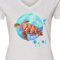 thumbnail image 4 of Inktastic Pompano Beach, Florida Swimming Sea Turtle with Bubbles Women's V-Neck T-Shirt, 4 of 5