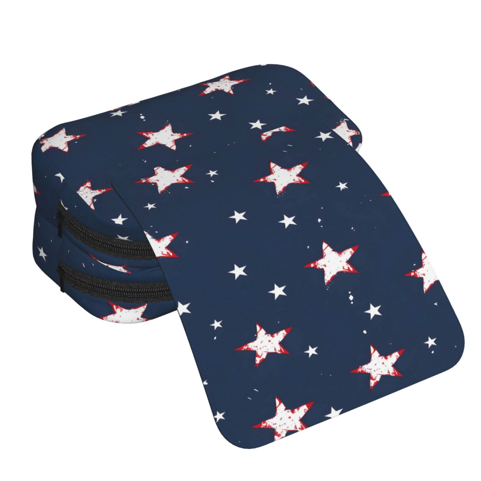 Large-Capacity Flip-Top Double-Layer Pencil Case, Multi-Functional Pocket Pen Case, Durable Stationery Organizer Independence Day Theme Star (12)