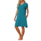 thumbnail image 4 of INSPIRE CHIC Camisón de Noche para Mujeres, Ropa de Dormir, Vestido de Lounge, Noche de Cuello en V, Manga Corta, Bata XL Color Azul Pavo Real, 4 of 6