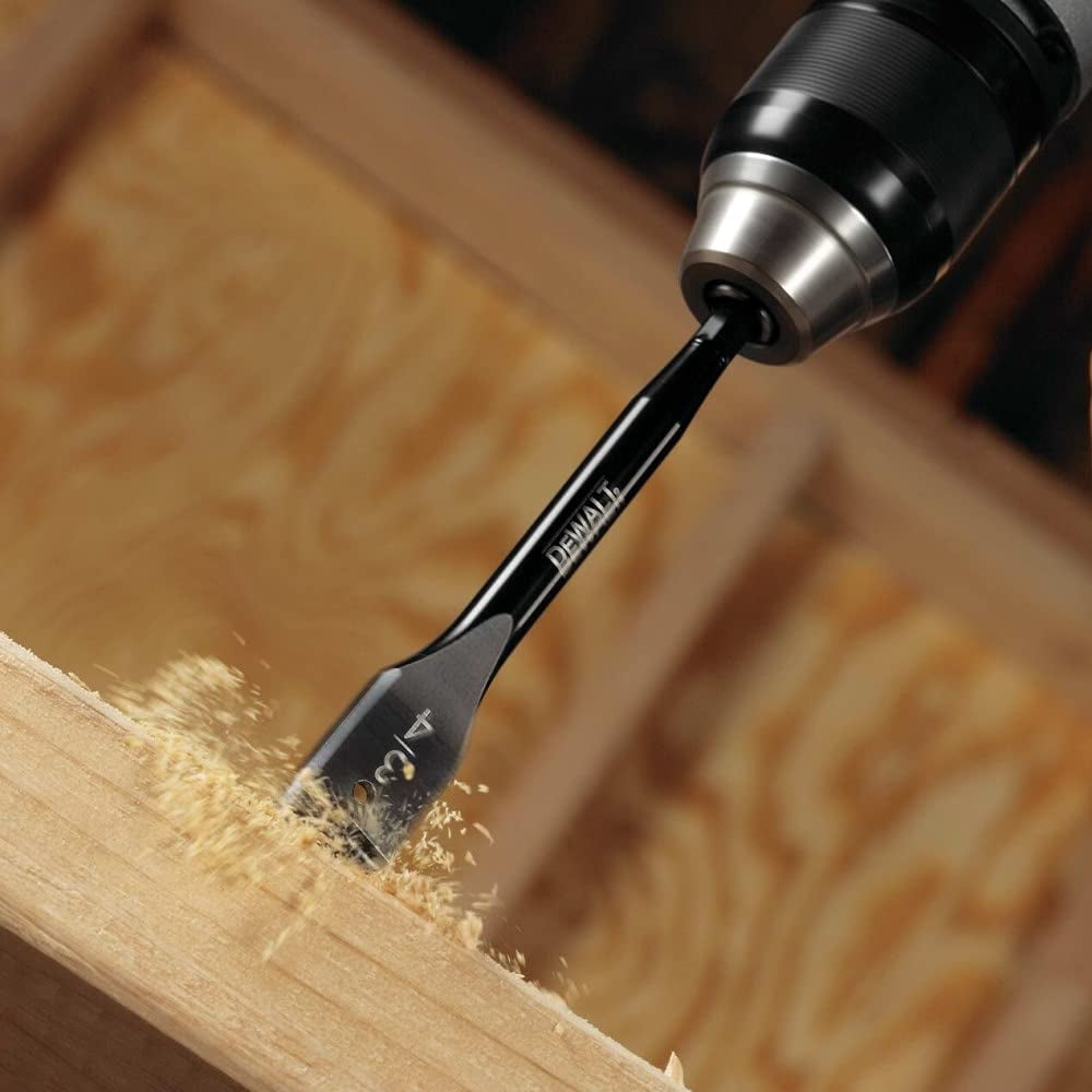 Dewalt DW1572 Heavy Duty Wood Boring Spade Bit, 3/8in Dia x 6in , Carbon Steel, 4-3/4in Flute