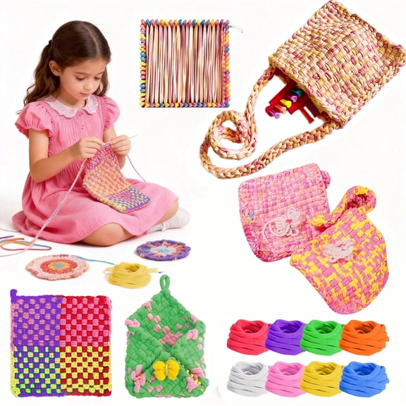 Adofi Weaving Loom Kit for Kids & Adults, DIY Arts and Crafts Loom Set for Girls Ages 6-8 10-12, Potholder Knitting Kit with Loops for Beginners, DIY Craft Kit for Making Potholder