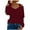 Wine, variant on LEAVINGSUO Womens Tops Long Sleeve Fashion Women's V-Neck Casual Long Sleeve Lace Patchwork Blouse