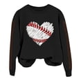 thumbnail image 4 of Chandail en Molleton Uni Femme Printemps Imprimé Baseball Col Rond Ample Décontracté Chandail à Capuchon - Hontri, 4 of 4