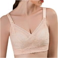 thumbnail image 3 of Full Figure Bras Women Ladies Comfortable Breathable No Underwire Lace Small Bra Woman Underwear V-Neck No Underwire Bra Feature Hook and Eye Closure Training Bra Style Y-598 , Beige L, 3 of 8
