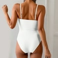 thumbnail image 3 of UPPADA Womens Full Coverage One Piece Swimsuit Spaghetti Straps High Waisted One Piece Swimsuit Lace Up Cute Swimsuit Flattering Swimsuits White,XL, 3 of 7