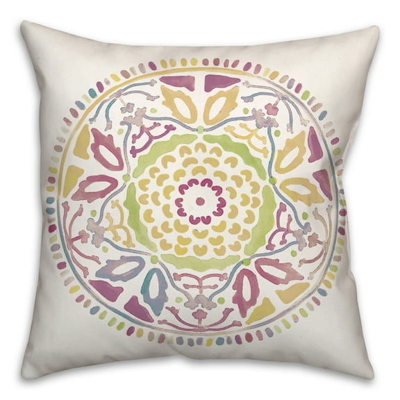 Creative Products Multicolored Watercolor Medallion 20x20 Indoor / Outdoor Pillow