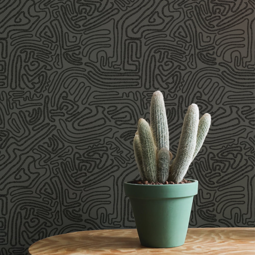 Tempaper Sketch Black Peel and Stick Wallpaper, 20.5" x 16.5'