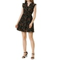 thumbnail image 2 of INSPIRE CHIC Women's Cap Sleeve Ruffle V-Neck Floral Summer Casual Dress L Black, 2 of 6