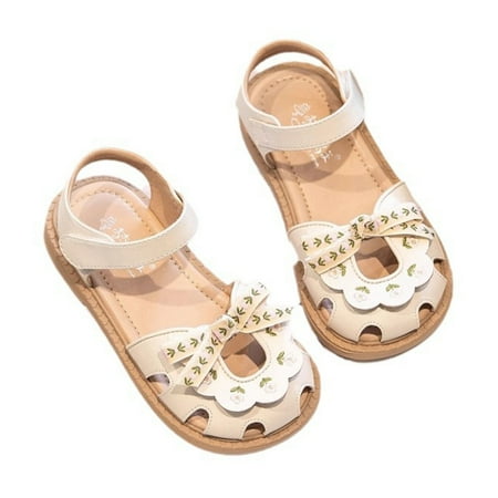 QUDDERR Toddler Girls Sandals Little Girls Summer Closed Toe Beach Shoes for Kids Girl s Soft Bottom Sandals Size 1-13M