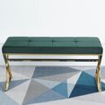 thumbnail image 5 of SYNGAR Upholstered Bedroom Bench, Modern Velvet Footstool Bench Seat for Living Room, Hallway, Entryway, Ottoman Bench with Gold Metal Legs, Green, 5 of 11