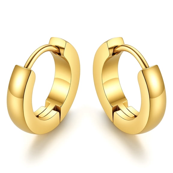 KeyStyle 14K Gold Plated 9mm Hoop Earrings for Women Men Hypoallergenic Lightweight Small Huggie Earrings Christmas Birthday Gift