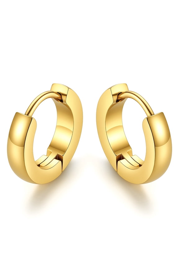 14K Gold Plated 9mm Hoop Earrings for Women Men Hypoallergenic Lightweight Small Huggie Earrings Christmas Birthday Gift