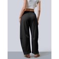thumbnail image 4 of Women'S Leg Sweatpant Drawstring Elastic Waisted Wide Leg Pants Casual Palazzo Trousers with Pockets Black L, 4 of 9