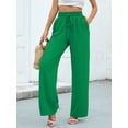 thumbnail image 2 of SHOWMALL Pantalon Grand Décontracté pour Femmes avec Taille à Cordon, Vert, 2TG, 2 of 10