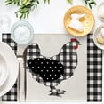 thumbnail image 3 of Farm Chicken Hen Animal Placemats Set of 4, Black White Buffalo Check Plaid Farmhouse Chick Dining Table Place Mats, Spring Summer Country Rustic Kitchen Decor Home Decoration 12 x 18 Inch, 3 of 5