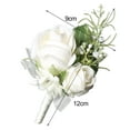 thumbnail image 5 of Dserhfy Flower Shaped Bridegroom Brooch Faux Silk Flower Suit Coat Pocket Decorative Corsage Imitation Rose Flower Gown Brooch Pin, 5 of 7