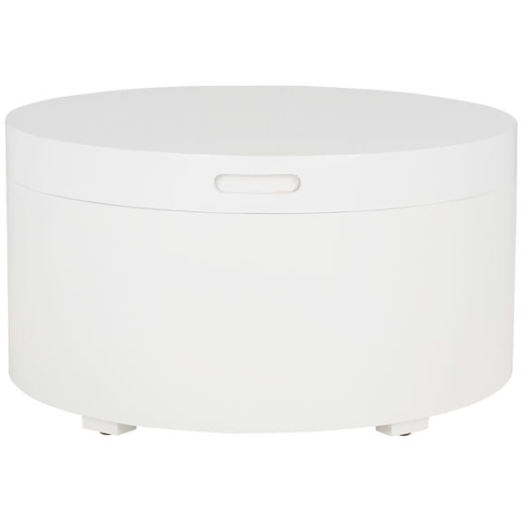 SAFAVIEH Rafaela Round Tray Top Coffee Table with Storage, White (23 in. W x 23 in. D x 12.6 in. H)