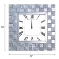thumbnail image 3 of Bowery Hill Wood Wall Clock in Mirrored with Frosted Checkered and Mother Pearl, 3 of 3