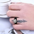 thumbnail image 2 of PAURO Initial Rings for Men Women Letter Rose Flower Name Black Silver Gold Plated Size 4 Stainless Steel Cool Personalized Statement Simple Jewelry Black H Size 8, 2 of 3