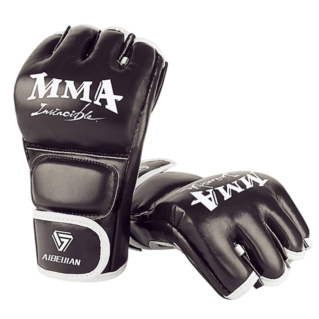 WDOplteas Guantes Boxeo Dedo Equipo Deportivo Transpirable PU Portátil (Negro M)
