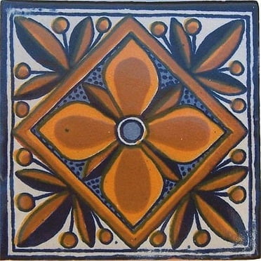 4.2x4.2 Mendoza Talavera Mexican Tile, Set of 9 pcs