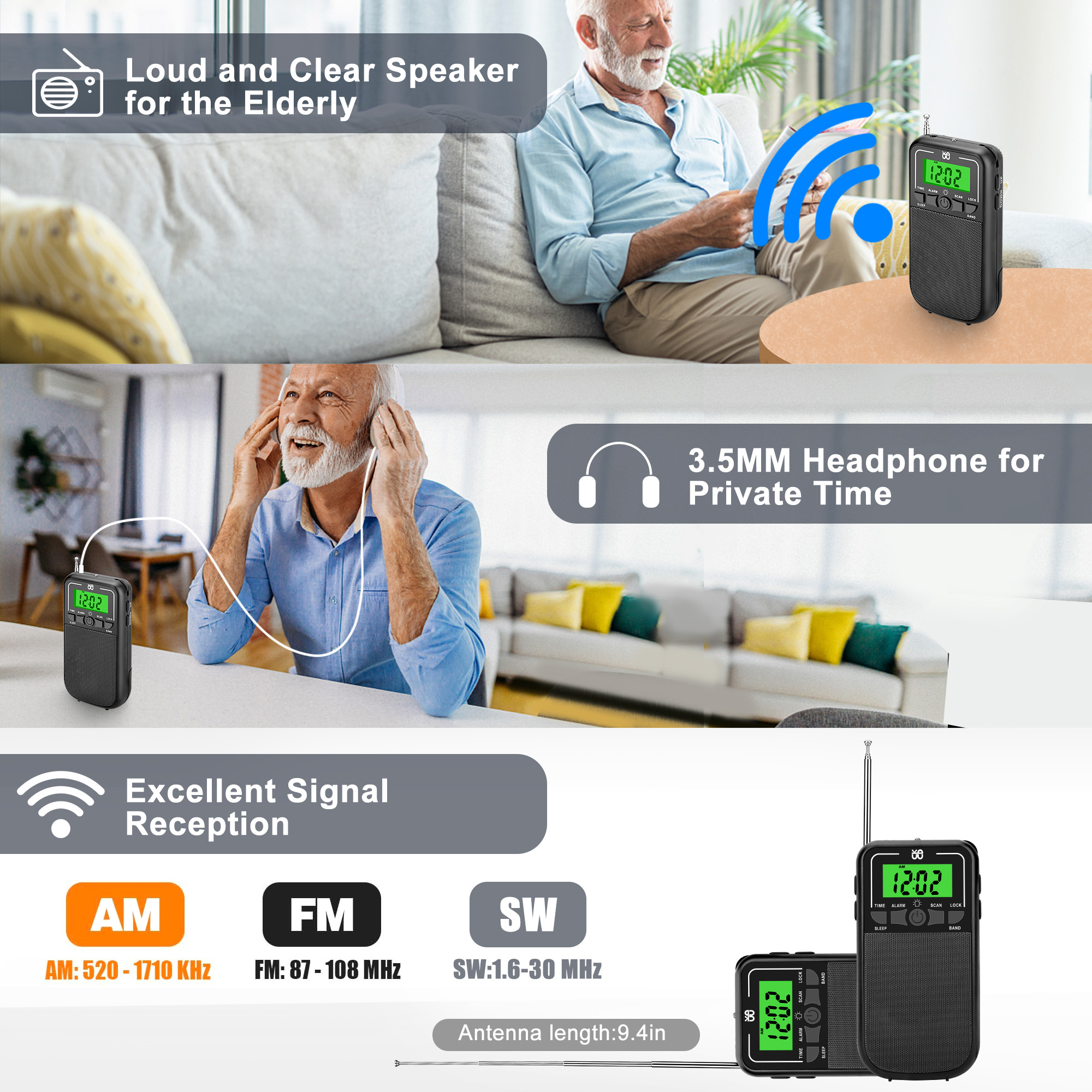 TSV Portable AM FM SW Radio Battery Operated photo 3