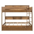 thumbnail image 4 of Euroco Wood Full over Full Bunk Bed with Storage Shelves and Trundle, Antique Wood, 4 of 9