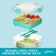 thumbnail image 2 of Sistema Salad TO GO | Lunch Box with Individual Compartments, Travel Cutlery & Dressing Pot| 1.1L | BPA-Free | Minty Teal [21356-53C], 2 of 7