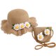 thumbnail image 2 of Sombrero de 52-54cm de circunferencia, sombrilla para niños, sombrero de paja, sombrero para el sol, sombrero de playa de verano, sombrero protector solar de flores y conjunto de bolsa de paja, 2 of 6