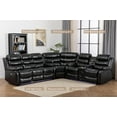 thumbnail image 2 of Hybition Faux Leather Living Room Set Modern Reclining Sectional Sofa Set- Black, 2 of 9