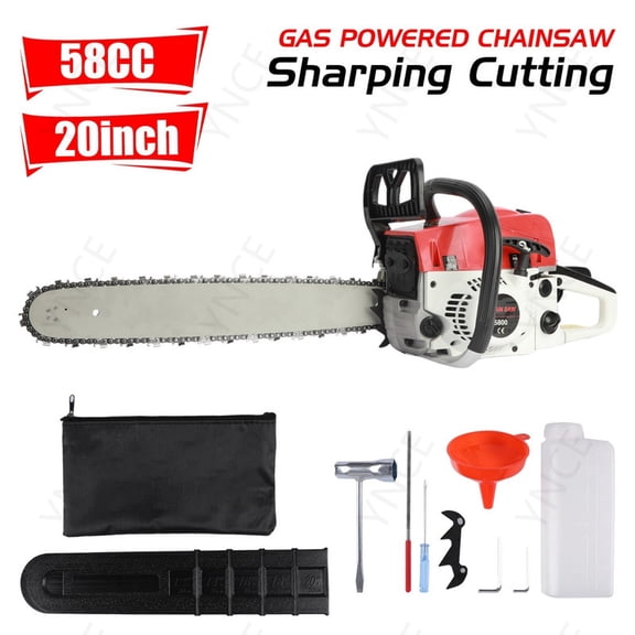 Ynce 58CC 20 Inch Gas Chainsaw 2-Stroke Gasoline Powered Chain Saw with Handheld Cordless Gas-Powered Chain Saws Chainsaws for Cutting Forest Trees Wood, Garden, Farm Cutting