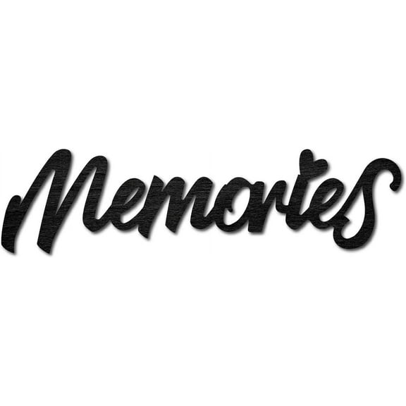 1pc Wood Cutout Memories Sign Heart Laser Cut Wooden Wall Decor Sculpture Hanging Decor Wall Art Decoration for Home Gallery Office Front Door Black 11.9" x 3.4"