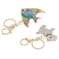 thumbnail image 2 of 2 llaveros de diamantes de imitación con diseño de pez y perro, elegantes llaveros de animales de colores vivos con diamantes de imitación para cartera, bolso, mochila, 2 of 12