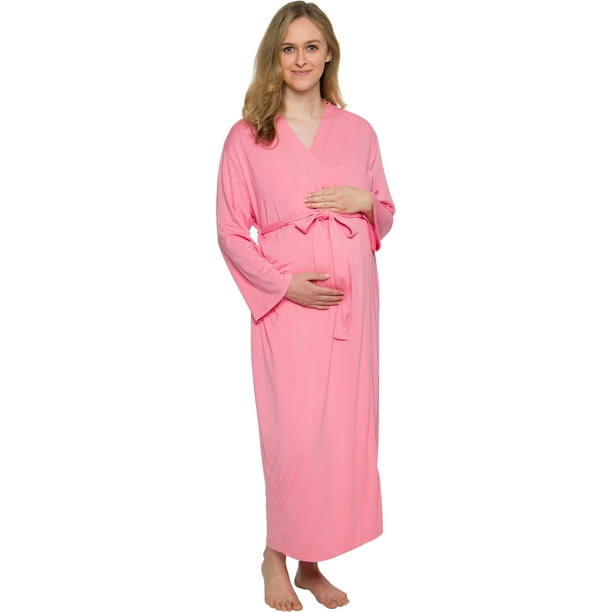 Silver Lilly Full Length Labor Delivery Nursing Maternity Kimono Bath Robe