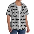 thumbnail image 2 of Rateoe Bat Print Mens Front Pocket Hawaiian Shirts Casual Shirts Short Sleeve Button Down Beach Tropical Shirts-Small, 2 of 5
