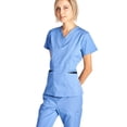 thumbnail image 4 of Dagacci Medical Uniform Women's Scrubs Set Stretch Ultra Soft Contrast pocket (CeilBlue, Large), 4 of 6