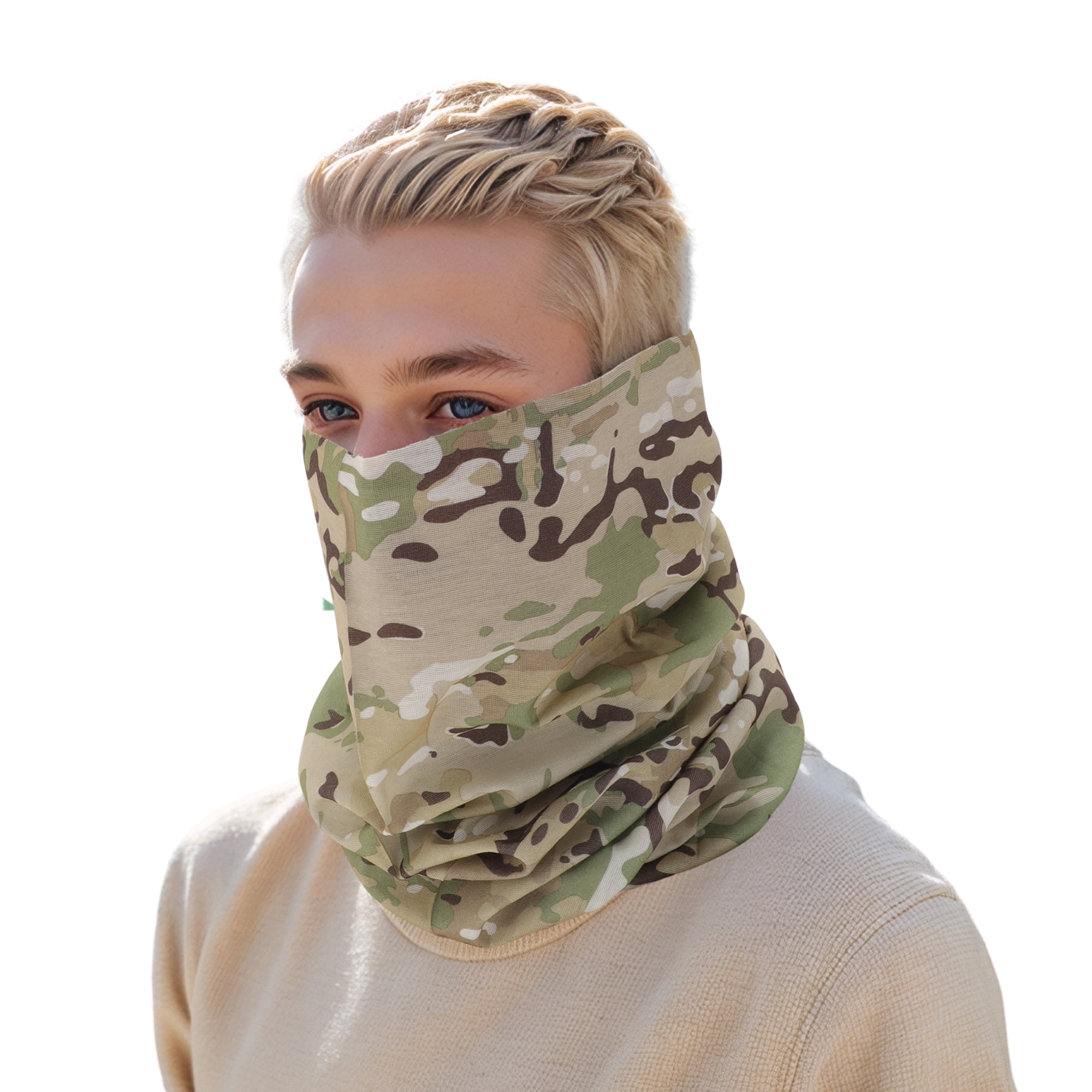 Unique Bargains Windproof Face Scarf Mask 1 Pc Brown, Green