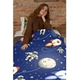 thumbnail image 4 of Astronauts Dark Blue Rocket Ship Space Stars Throw Blanket Flannel Microfiber Luxury Warm Soft Cozy Blanket for Couch, Car, Bed Sofa Dorm Water Beds Gift Small 50x40In (Throw) Kids, 4 of 6