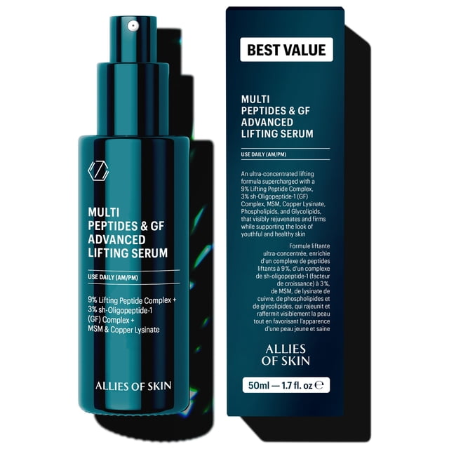 Sérum facial Allies of Skin con múltiples péptidos y factor de crecimiento