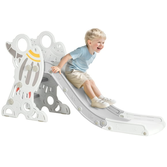 Qaba Glissoire d'Intérieur pour Tout-Petits pour Enfants de 1,5 à 3 Ans, Ensemble de Jeu de Glissoire d'Escalade, Gris