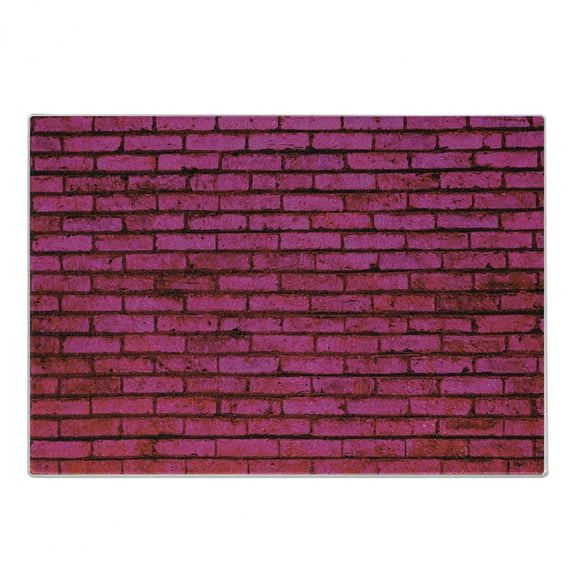 Hot Pink Fuchsia Cutting Board, Abstract Grunge Brick Wall Simplicity in Feminine Colors, Decorative Tempered Glass Cutting and Serving Board, in 3 Sizes, by Ambesonne