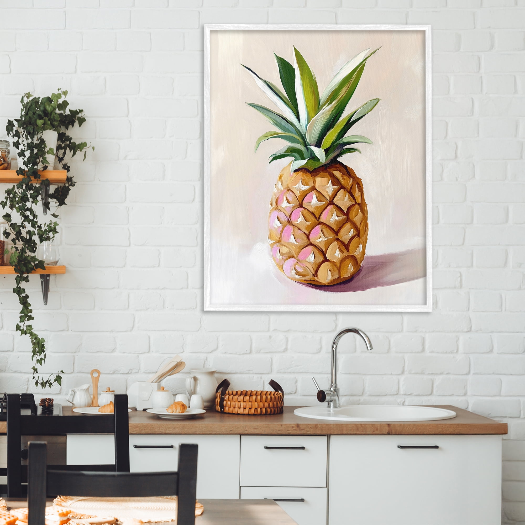 Stupell Industries Pastel Pineapple Tropical Fruit White Framed Giclee Art, design by The Prints Vibe