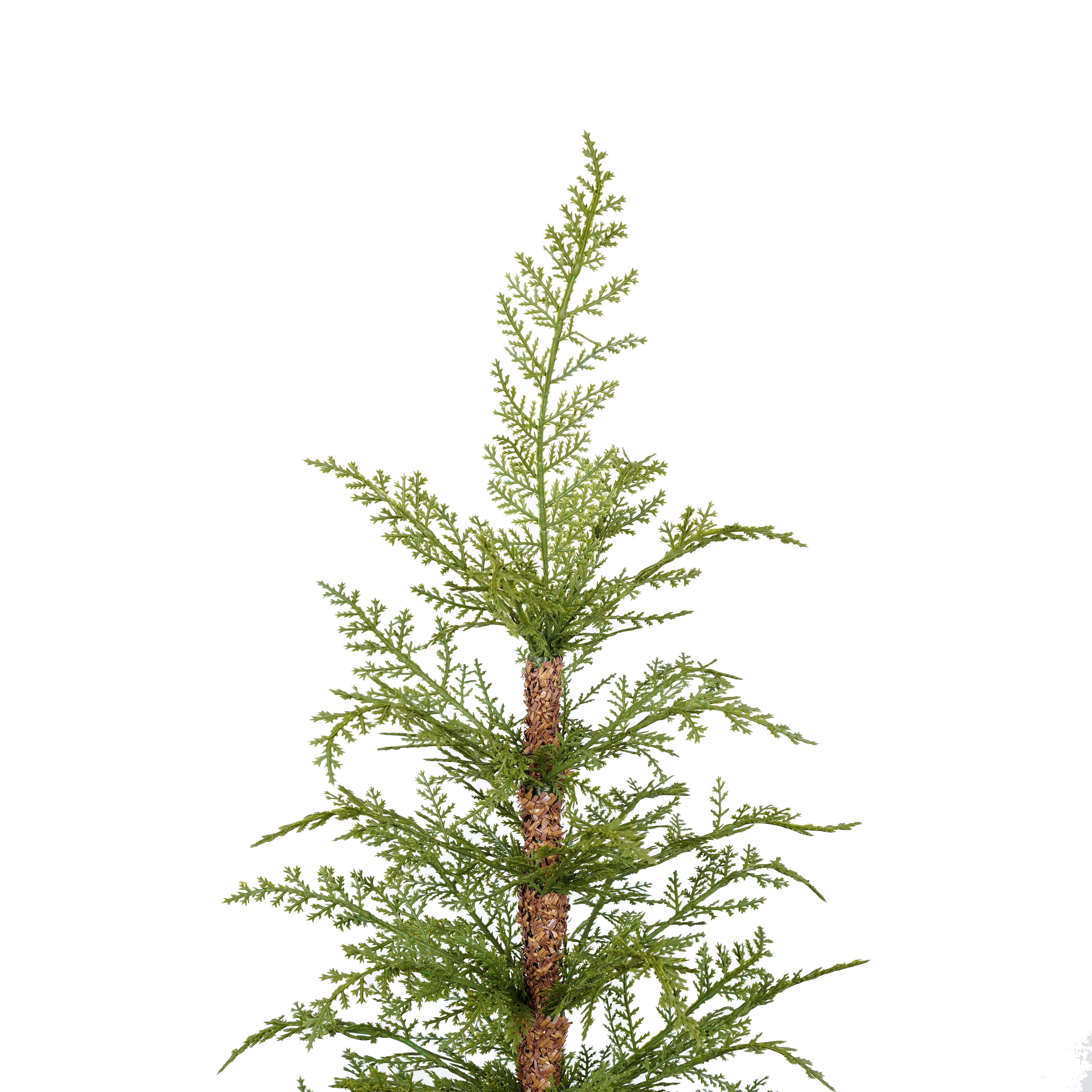 Set of 2 4ft Prelit PE Christmas Trees with Gold Pots Tabletop Mantel Doorway Holiday Decor