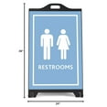 thumbnail image 4 of M&T Displays Black Street SignPro Board, Weatherproof A-Frame Sidewalk Curb Sign with 2 24x36 inch Matt Laminated Anti-Glare RESTROOMS Sticker Signs, Folding Portable Double Sided, 4 of 11