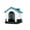 Blue Trumpet, variant on Weatherproof Plastic Dog Kennel for Small Dogs Adjustable Skylight Elevated Base Collapsible Trumpet Blue
