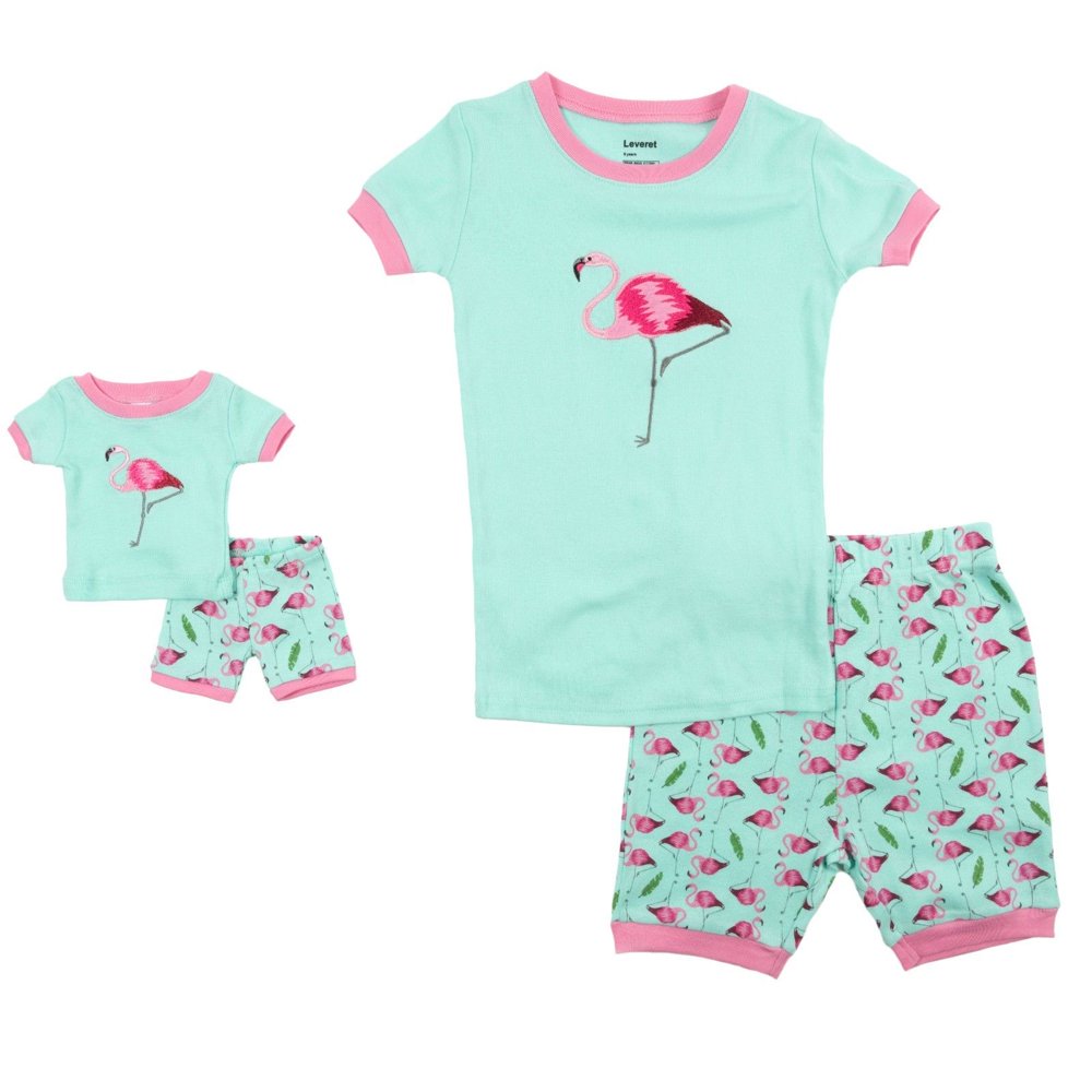 Leveret Shorts Kids & Toddler Pajamas Matching Doll & Girls Pajamas 100 Cotton Owl Pjs Set (2