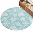 thumbnail image 2 of Round Rugs 6Ft, Starfish Light Teal Coastal Round Area Rug Washable Indoor Throw Carpet, Summer Nautical Shell Beach Soft Non Slip Circle Rug for Office Cabinet Home Decor Aesthetic, 2 of 8