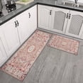 thumbnail image 3 of Boho Pink Carpet Rugs and Mats Non Skid Washable Absorbent Microfiber Soft Kitchen Mat for Floor Set Of 2 Decor Stain Resistant 17"x47"+17"x30", 3 of 7